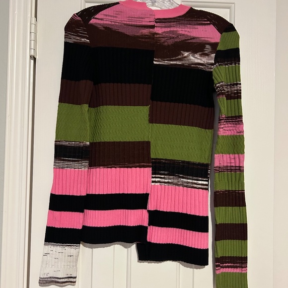 Opening Ceremony Multicolored Space Dyed Sweater Size S Asymmetrical ~ Stripes! - Picture 4 of 4